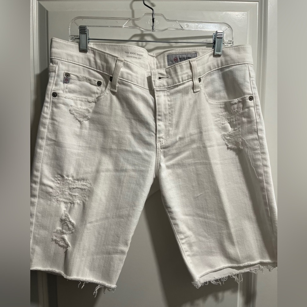 AG Adriano Goldschmied Women’s Nikki Relaxed Skinny Distressed Shorts White